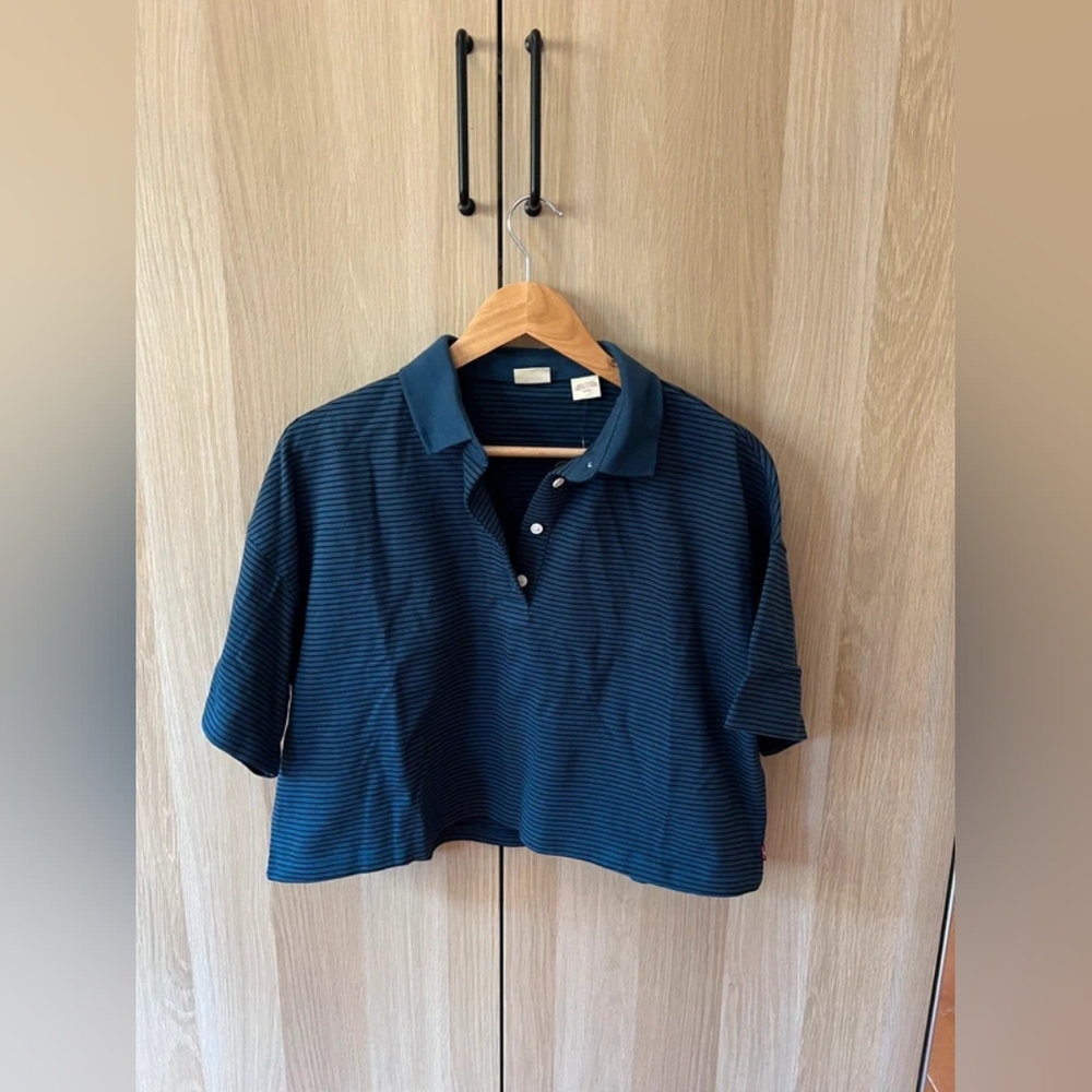 Navy Striped Kids Polo Shirt